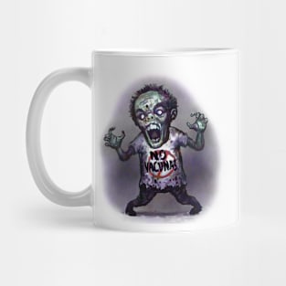 Zombie with "no vaccines" shirt Mug